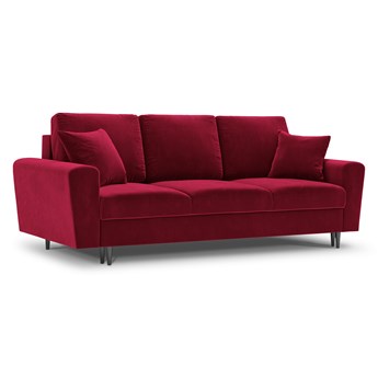 Sofa z funkcją spania MOGHAN czerwony z czarną podstawą