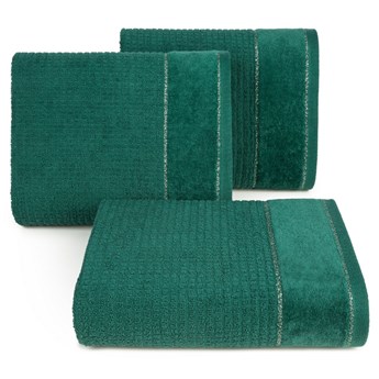 Ręcznik bawełniany z welurową bordiurą ciemnozielony R166-07