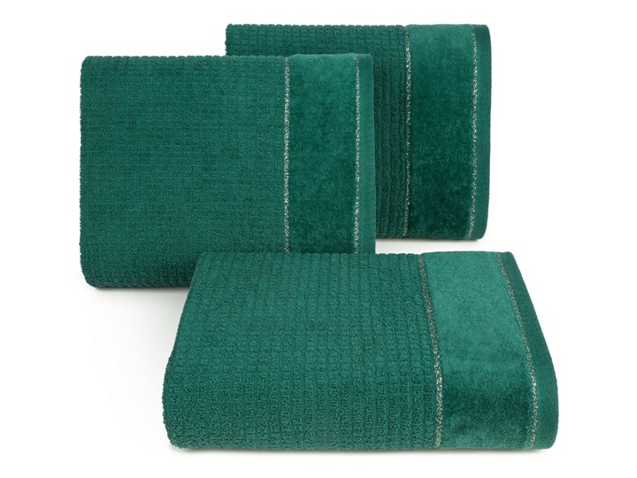 Ręcznik bawełniany z welurową bordiurą ciemnozielony R166-07 Bawełna 30x50 cm 50x90 cm 70x140 cm Kategoria Ręczniki