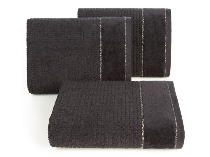Ręcznik bawełniany z welurową bordiurą czarny R166-11