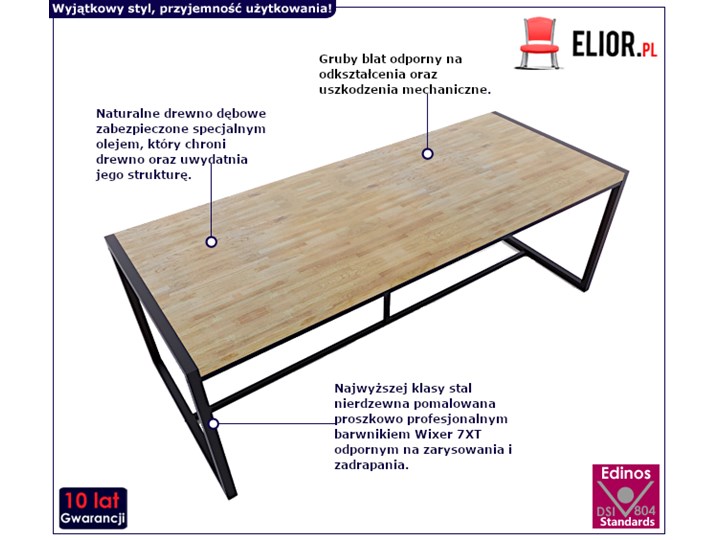 Dębowy stół industrialny - Cardan 5X Płyta MDF Kategoria Stoły kuchenne Stal Wysokość 75 cm Drewno Styl Minimalistyczny