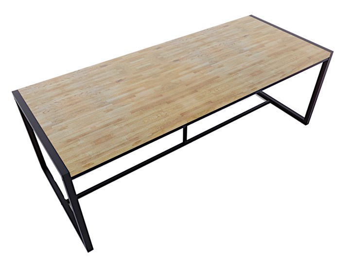 Dębowy stół industrialny - Cardan 5X Wysokość 75 cm Płyta MDF Stal Średnica Drewno Kształt blatu Prostokątny