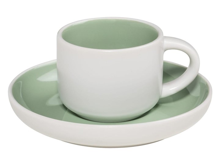 Zielono-biała filiżanka do espresso ze spodkiem Maxwell & Williams Tint, 100 ml Porcelana Filiżanka ze spodkiem Kolor Biały