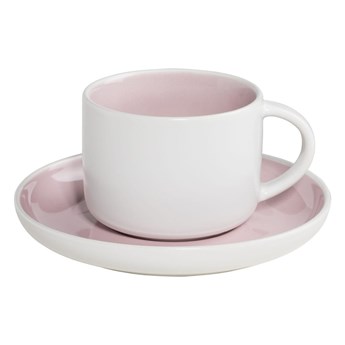 Biało-różowa porcelanowa filiżanka ze spodkiem Maxwell & Williams Tint, 240 ml