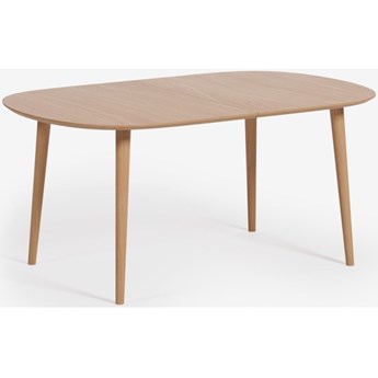 Stół rozkładany naturalny fornirowany blat drewniane nogi dąb 160-260x100 cm