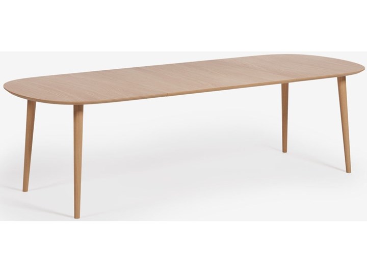 Stół rozkładany naturalny fornirowany blat drewniane nogi dąb 160-260x100 cm Płyta fornirowana Drewno Styl Skandynawski