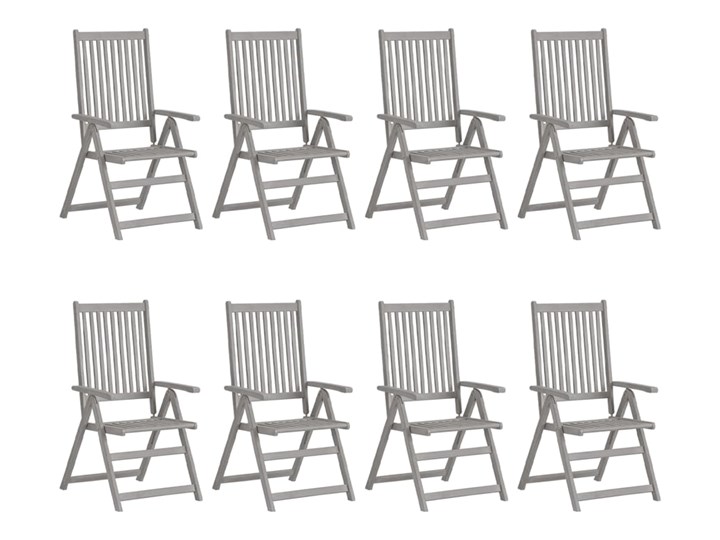 vidaXL Rozkładane krzesła ogrodowe z poduszkami, 8 szt., lita akacja Krzesło składane Drewno Kolor Beżowy Tworzywo sztuczne Styl Nowoczesny