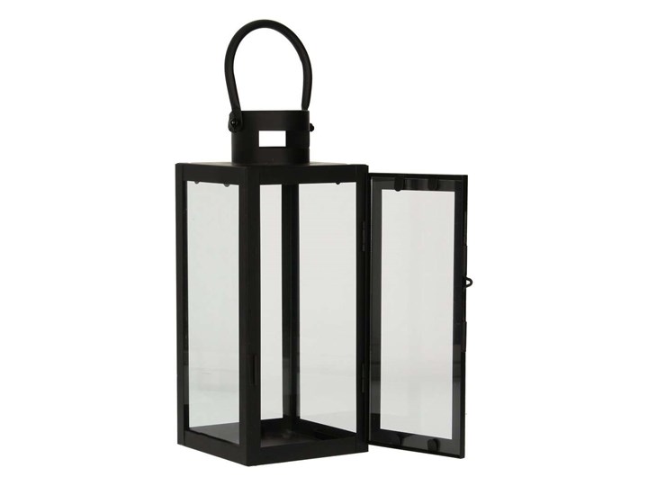 Lampion metalowy Elegance black wys. 30cm, 12 × 13 × 30 cm Szkło Kolor Czarny