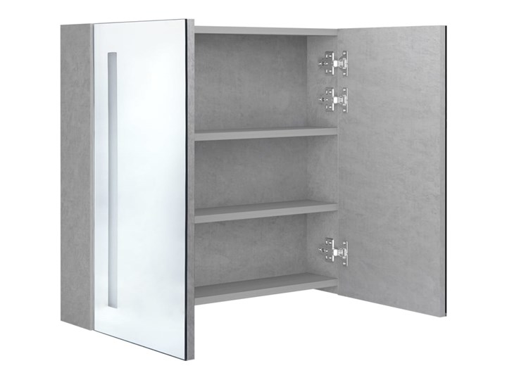 vidaXL Szafka łazienkowa z lustrem i LED, szarość betonu, 62x14x60 cm Szafki Płyta MDF Szkło Szerokość 62 cm Wiszące Głębokość 14 cm Kategoria Szafki stojące