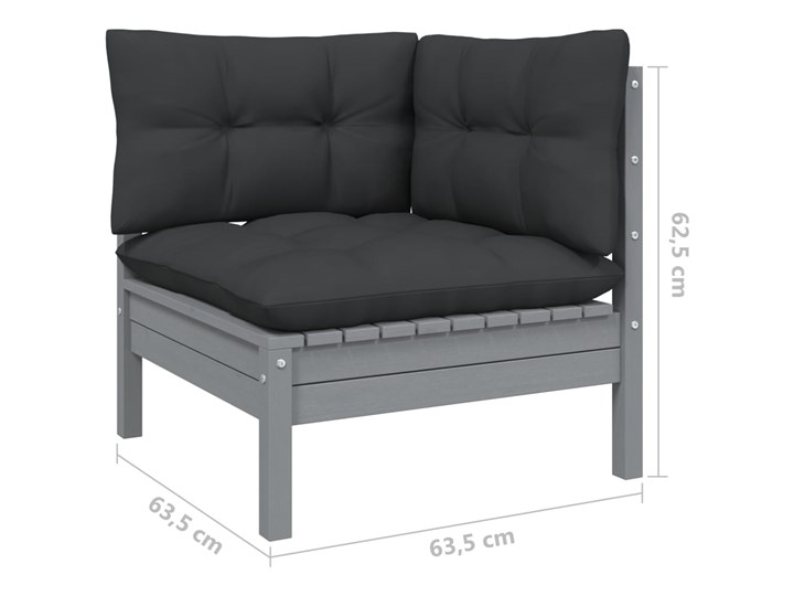 vidaXL 6-cz. zestaw wypoczynkowy do ogrodu, poduszki, szara sosna Zestawy wypoczynkowe Kolor Szary Drewno Zawartość zestawu Sofa