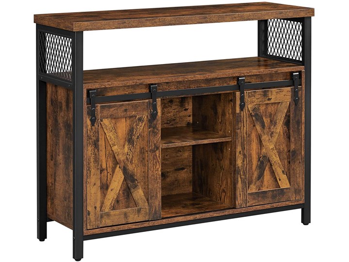 Industrialna komoda z przesuwnymi drzwiami - Serkan Głębokość 33 cm Drewno Wysokość 80 cm Styl Minimalistyczny Głębokość 30 cm Szerokość 70 cm Płyta MDF Szerokość 100 cm Kategoria Komody