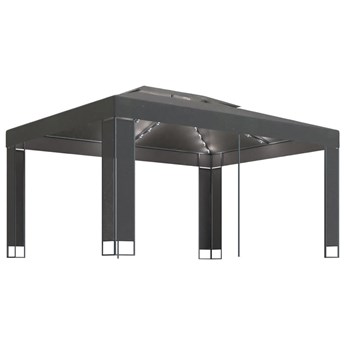 vidaXL Altana ze sznurem lampek LED, 3x4 m, antracytowa