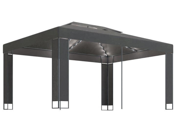 vidaXL Altana ze sznurem lampek LED, 3x4 m, antracytowa Wysokość 273 cm Szerokość 3 m Kategoria Altany ogrodowe