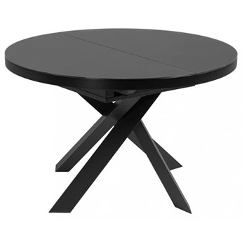 rozkładany stół Vashti okrągły szklany i stalowe czarne nogi Ø 120 (160) cm