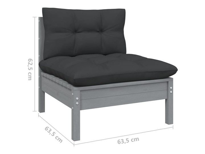 vidaXL 10-cz. zestaw wypoczynkowy do ogrodu, poduszki, szary, sosnowy Drewno Zestawy wypoczynkowe Zawartość zestawu Sofa