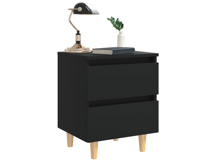 vidaXL 2 szafki nocne z sosnowymi nóżkami, czarne, 40x35x50 cm Płyta laminowana Płyta MDF Głębokość 35 cm Drewno Szerokość 40 cm Sosna Płyta meblowa Kolor Czarny