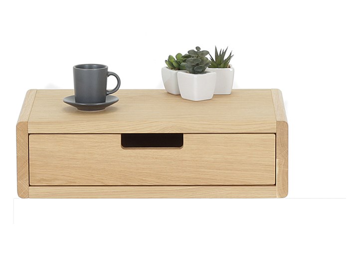 Szafka nocna wisząca, podwieszana Lea mini FLO fornir dębowy - drewniana szuflada Drewno Głębokość 30 cm Płyta MDF Nocne Szerokość 45 cm Wiszące Metal Uniwersalne Styl Skandynawski