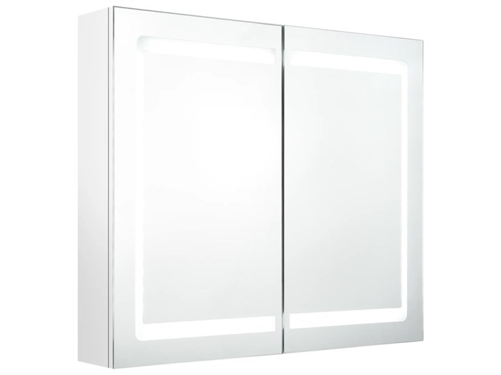 vidaXL Szafka łazienkowa z lustrem i LED, lśniąca biel, 80x12x68 cm Szafki Szkło Płyta MDF Wiszące Rodzaj frontu Drzwiczki Kategoria Szafki stojące