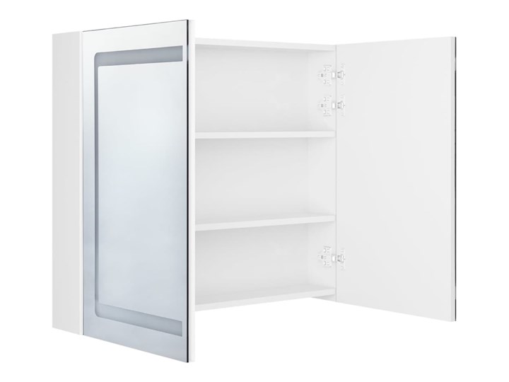 vidaXL Szafka łazienkowa z lustrem i LED, lśniąca biel, 80x12x68 cm Szafki Rodzaj frontu Drzwiczki Szkło Płyta MDF Wiszące Kategoria Szafki stojące