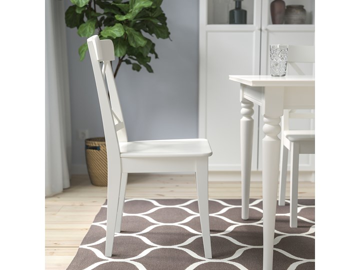 IKEA INGOLF Krzesło, Biały, Przetestowano dla: 110 kg Drewno Głębokość 52 cm Szerokość 43 cm Wysokość 91 cm Typ Z oparciem