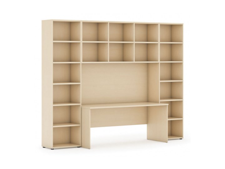 Biblioteka z wbudowanym biurkiem, wysoka, 2950x700/400x2300 mm, brzoza Kategoria Zestawy mebli do sypialni