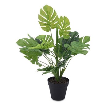 MONSTERA roślina sztuczna w czarnej donicy, 45x10 cm