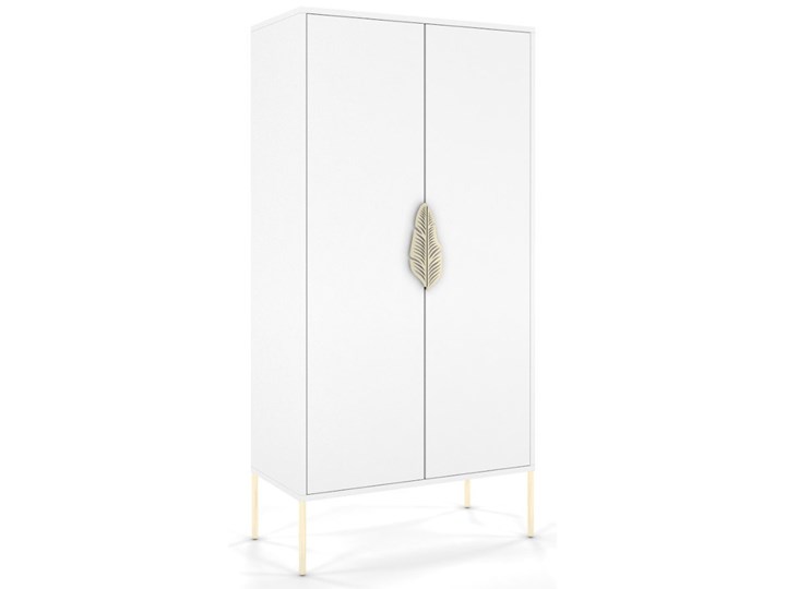 Wysoka biała komoda ze złotymi dodatkami Skandica MERLIN - Promocja! Głębokość 40 cm Płyta MDF Wysokość 160 cm Z szafkami Styl Nowoczesny