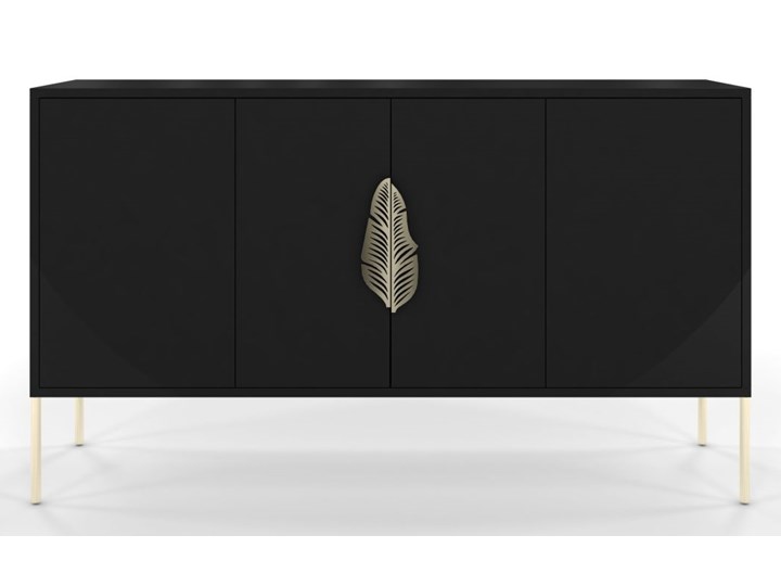 Czarna komoda Skandica MERLIN ze złotymi dodatkami Głębokość 40 cm Płyta MDF Wysokość 79 cm Szerokość 138 cm Styl Nowoczesny