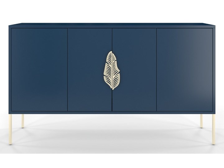 Granatowa komoda Skandica MERLIN ze złotymi dodatkami Głębokość 40 cm Szerokość 138 cm Wysokość 79 cm Płyta MDF Styl Minimalistyczny