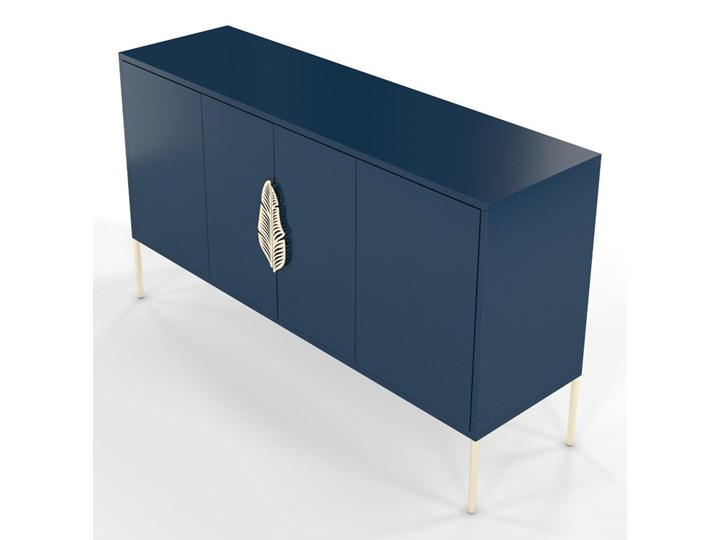 Granatowa komoda Skandica MERLIN ze złotymi dodatkami Wysokość 79 cm Szerokość 138 cm Głębokość 40 cm Płyta MDF Styl Minimalistyczny