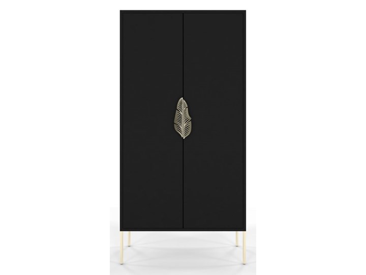 Wysoka czarna komoda ze złotymi dodatkami Skandica MERLIN - Promocja! Głębokość 40 cm Płyta MDF Z szafkami Wysokość 160 cm Styl Nowoczesny