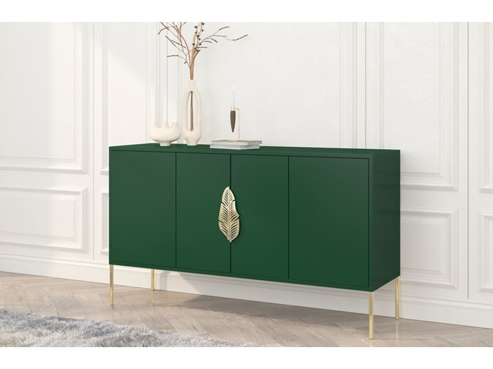 Zielona komoda Skandica MERLIN ze złotymi dodatkami Wysokość 79 cm Płyta MDF Głębokość 40 cm Styl Minimalistyczny Szerokość 138 cm Styl Nowoczesny