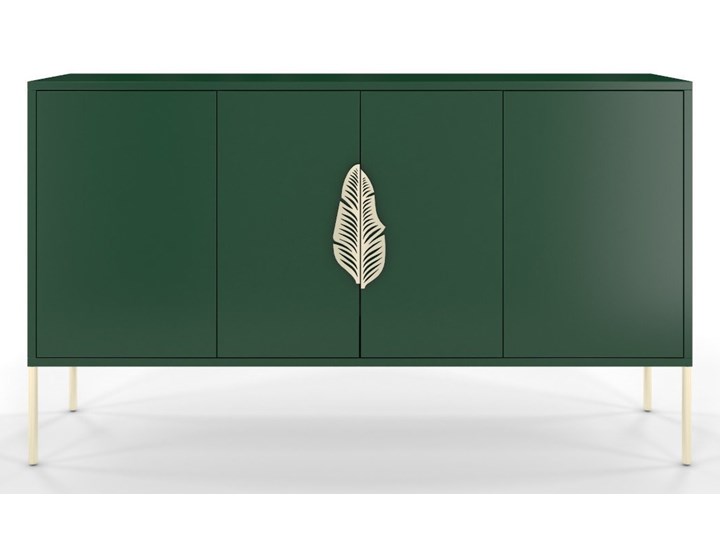 Zielona komoda Skandica MERLIN ze złotymi dodatkami Głębokość 40 cm Płyta MDF Wysokość 79 cm Szerokość 138 cm Styl Minimalistyczny