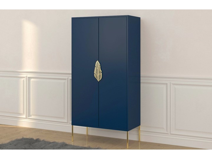 Wysoka granatowa komoda ze złotymi dodatkami Skandica MERLIN Płyta MDF Głębokość 40 cm Wysokość 160 cm Styl Nowoczesny Kategoria Komody