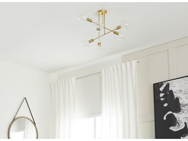 Beliani Lampa sufitowa mosiężna metalowa 33 cm 6 świateł bez kloszy nowoczesna industrialna salon sypialnia Stal Mosiądz Lampa designerska Pomieszczenie Przedpokój