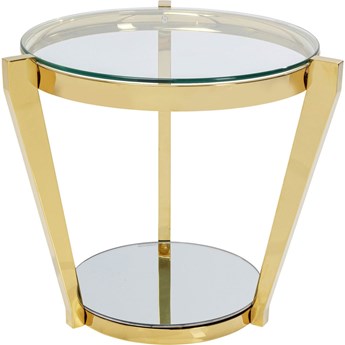 Stolik kawowy okrągły blat szklany korpus metalowy złoty Ø50x50 cm