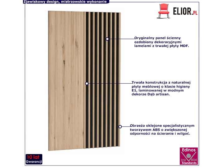 Ozdobny panel ścienny dąb artisan - Fallon 12X Drewno Kategoria Panele 3D