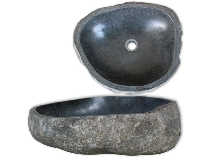 vidaXL Owalna umywalka z kamienia rzecznego, 30-37 cm Owalne Nablatowe Kategoria Umywalki Kamień naturalny Kolor Czarny