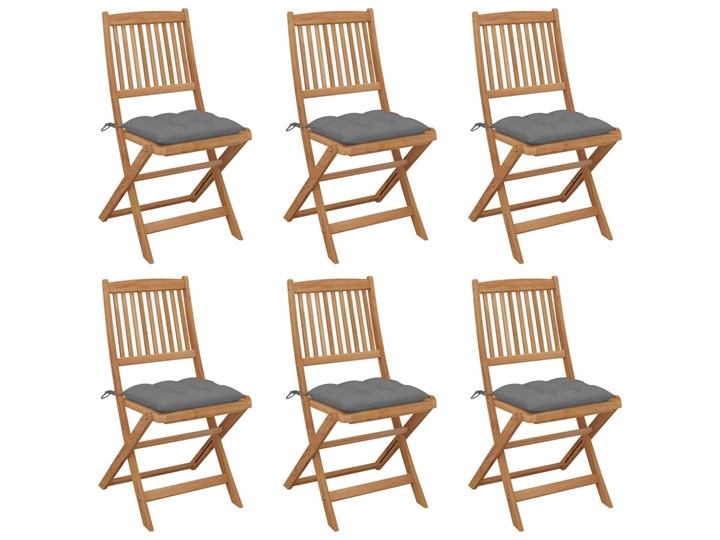 vidaXL Składane krzesła ogrodowe z poduszkami, 6 szt., drewno akacjowe Krzesło składane Tworzywo sztuczne Kolor Brązowy