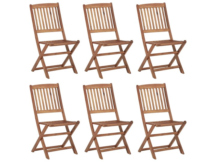 vidaXL Składane krzesła ogrodowe z poduszkami, 6 szt., drewno akacjowe Krzesło składane Tworzywo sztuczne Kolor