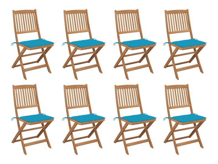 vidaXL Składane krzesła ogrodowe z poduszkami, 8 szt., drewno akacjowe Tworzywo sztuczne Kolor Brązowy Krzesło składane Kolor Turkusowy