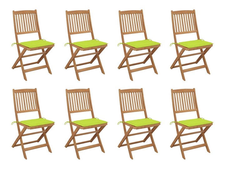 vidaXL Składane krzesła ogrodowe z poduszkami, 8 szt., drewno akacjowe Krzesło składane Tworzywo sztuczne Styl Nowoczesny Kolor Brązowy