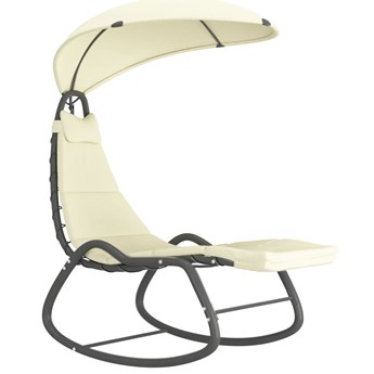 vidaXL Ogrodowe krzesło bujane, kremowe, 160x80x195 cm, tkanina