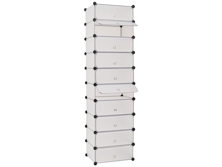 vidaXL Szafka na buty, 10 przegród, biała Szerokość 47 cm Tworzywo sztuczne Metal Wysokość 172 cm Pomieszczenie Przedpokój Głębokość 37 cm Kolor Biały
