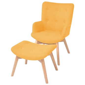 vidaXL Fotel z podnóżkiem, żółty, tkanina