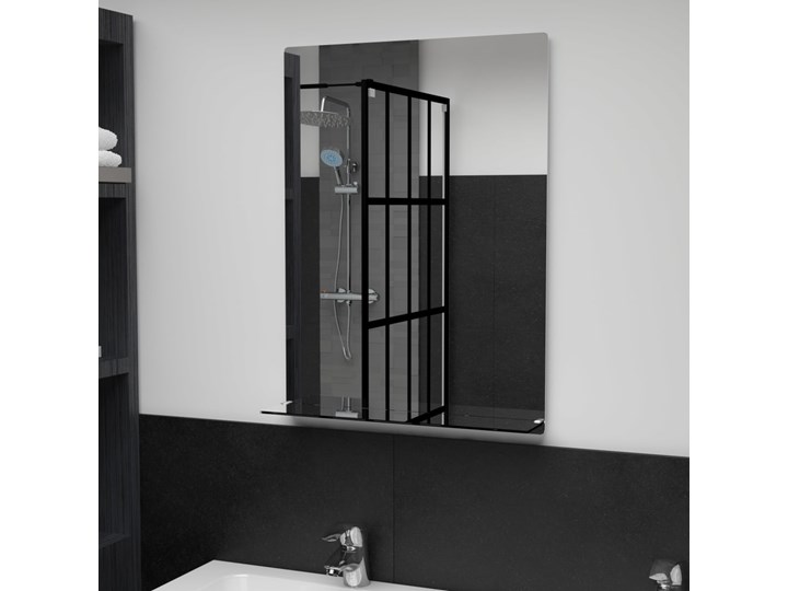 vidaXL Lustro ścienne z półką, 50x70 cm, hartowane szkło Prostokątne Pomieszczenie Łazienka Lustro z półką Styl Nowoczesny
