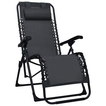 vidaXL Składane krzesło tarasowe, czarne, textilene
