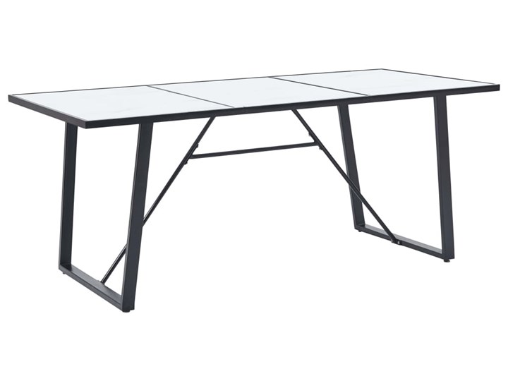 vidaXL Stół jadalniany, biały, 200 x 100 x 75 cm, hartowane szkło Liczba miejsc Do 8 osób Metal Marmur Długość(n) 200 cm