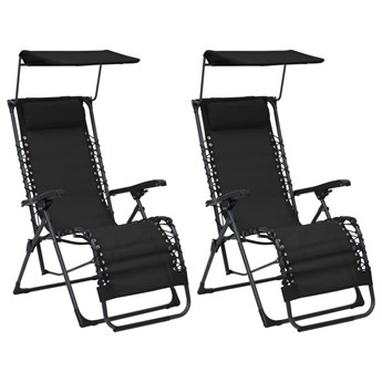 vidaXL Składane krzesła tarasowe, 2 szt., tworzywo textilene, czarne