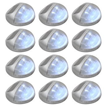 vidaXL Ścienne lampy solarne LED na zewnątrz, 12 szt, okrągłe, srebrne